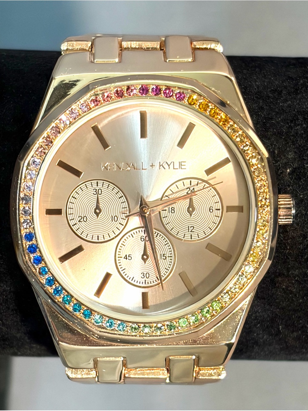 Kendall + Kylie Women's Rose Gold Rainbow Crystal Accent Watch Working